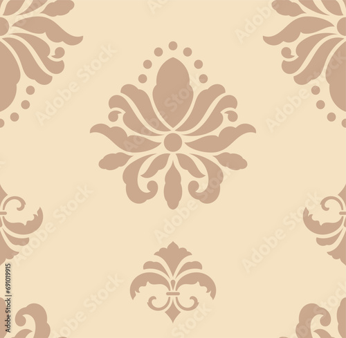 Damask seamless pattern element. Vector floral damask ornament vintage illustration.