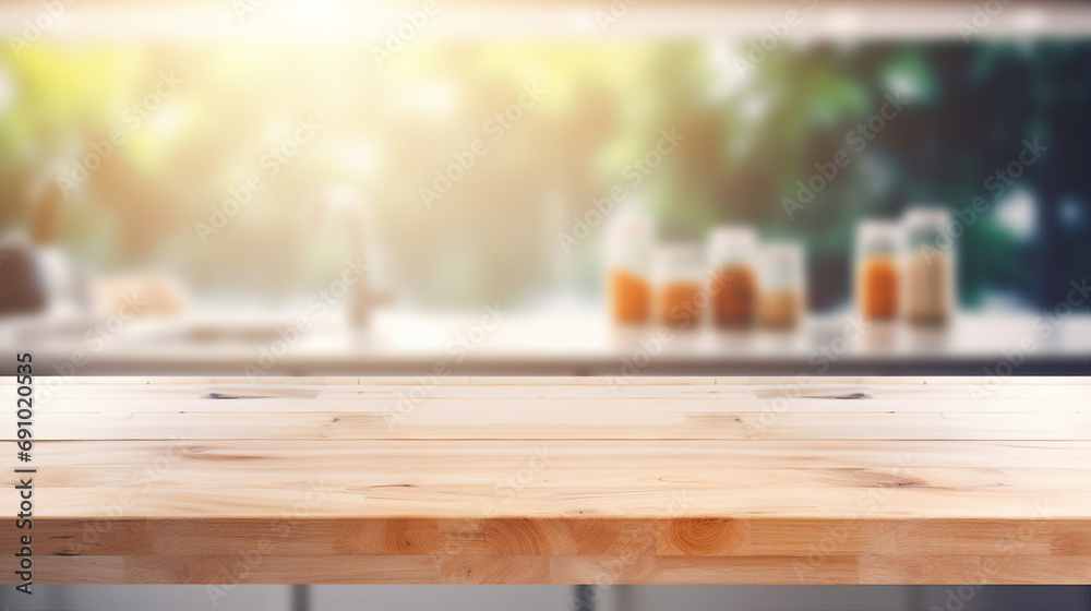 Beautiful Wooden Table Top with Empty Space - Clean Interior Design Concept for Restaurants and Cafes, Vintage Texture and Bokeh Background for Product Display. Beautiful Wooden Table Top with Empty Space - Clean Interior Design Concept for Restaurants and Cafes, Vintage Texture and Bokeh Background for Product Display.