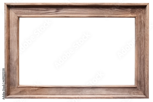 Natural Wooden frame photo with empty blank canvas. PNG cut out Isolated on transparent background
