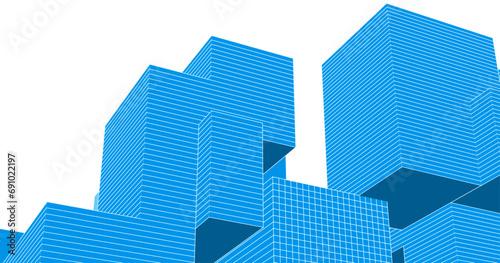 abstract modular architecture 3d rendering