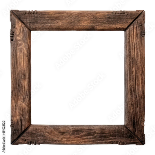 Natural Rustic frame photo with empty blank canvas. PNG cut out Isolated on transparent background