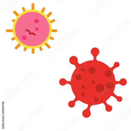 Viruses, germs and bacteria, microorganism types. Illness or disease microscopic cells and infection, microbes and antibodies. Dangerous pathogen, microbiology