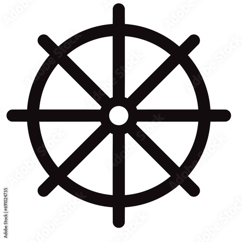 Dharmachakra. Wheel of Dharma - a symbol of Buddhism and Hinduism flat vector icon for apps and websites.