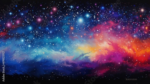 an colorful stars shimmering in different sizes and intensities against a clear white universe.