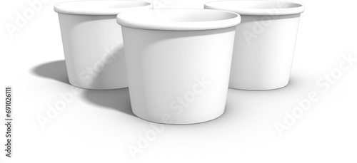 Blank white paper bowl isolated on plain background.