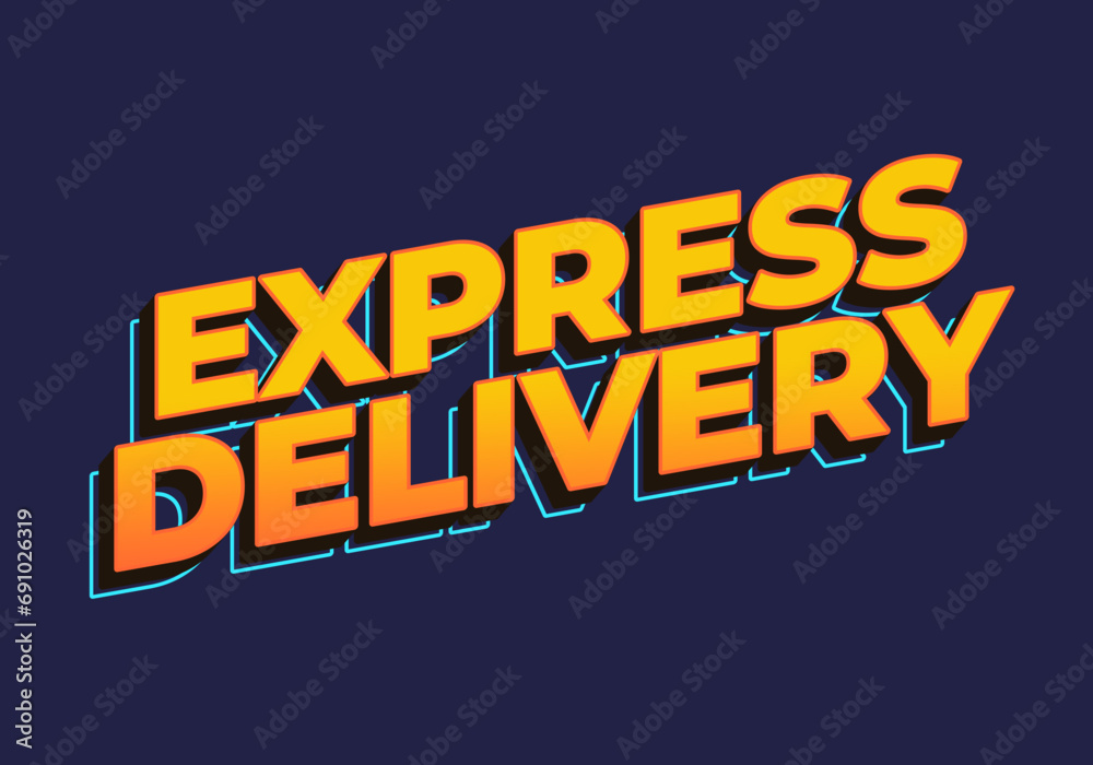 Express delivery. Text effect in 3D look. Yellow color