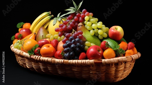 Basket full of different types of fruit.