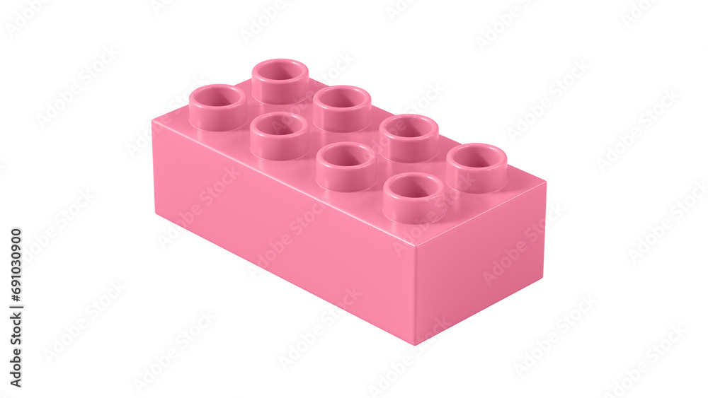Flamingo Pink Plastic Block Isolated on a White Background. Children Toy Brick, Perspective View. Close Up View of a Game Block for Constructors. 3D Rendering. 8K Ultra HD, 7680x4320, 300 dpi Flamingo Pink Plastic Block Isolated on a White Background. Children Toy Brick, Perspective View. Close Up View of a Game Block for Constructors. 3D Rendering. 8K Ultra HD, 7680x4320, 300 dpi