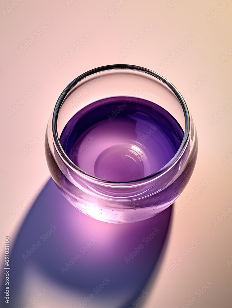 Purple essential oil in glass container,created with Generative AI tecnology.