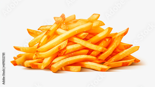 French fries isolate on a white background. Selective focus.
