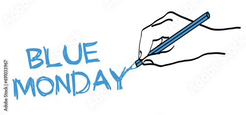 Slogan no blue monday. Happy blue monday concept, the most depressing day of the year The day commit suicide and depression motivation, third monday January. 