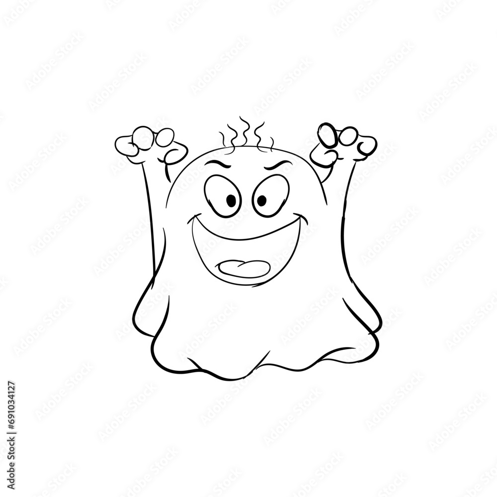 Obraz premium helloween funny ghost line art logo artwork