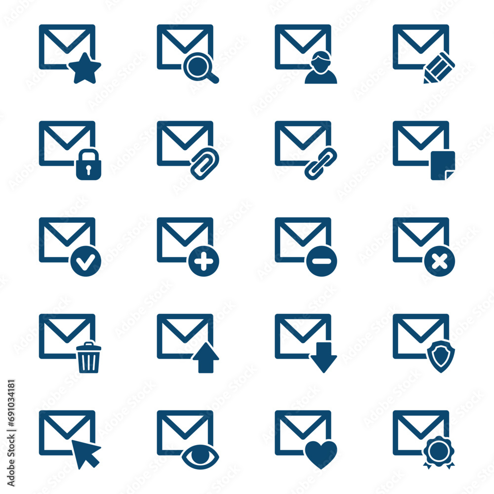 Set of mail icons. Vector illustration Set of mail icons. Vector illustration