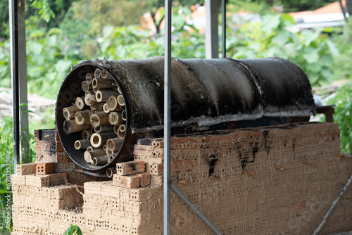Bamboo Charcoal-Making Stove. bamboo Charcoal powder has medicinal properties. Natural wood charcoal, traditional charcoal or hard wood charcoal.