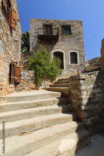 Derilict Buildings on Spinalonga Island, Crete, Greece. Europe. photo