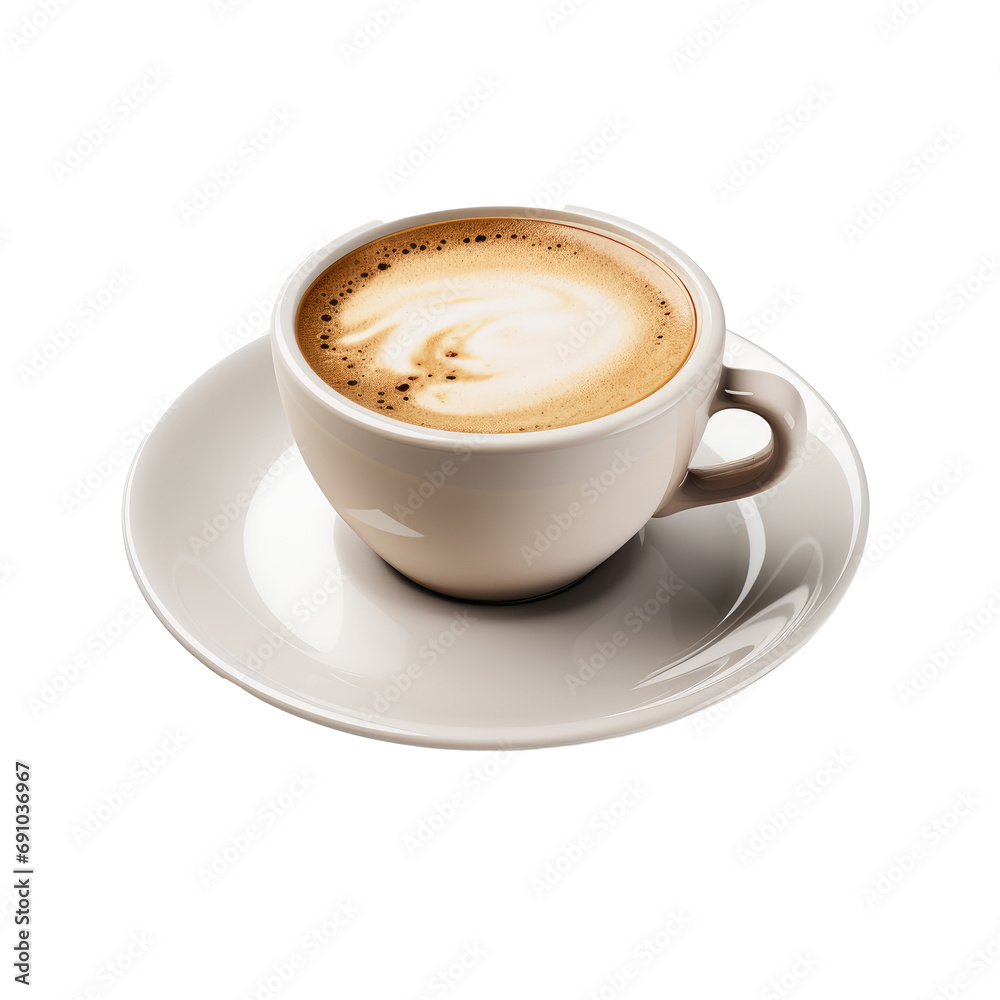 Coffee cup on a plate isolated on white or transparent background Coffee cup on a plate isolated on white or transparent background