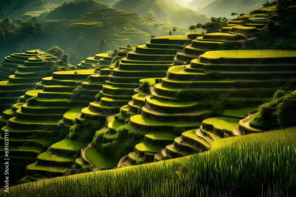 Fototapeta premium rice terraces in island