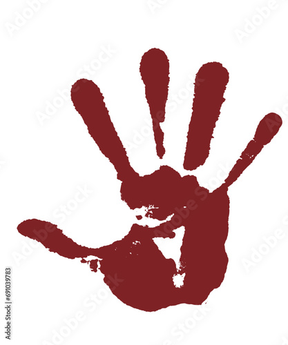 手形　手跡　黒　墨　両手　血のり