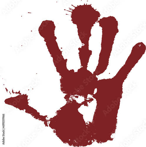 手形　手跡　黒　墨　両手　血のり