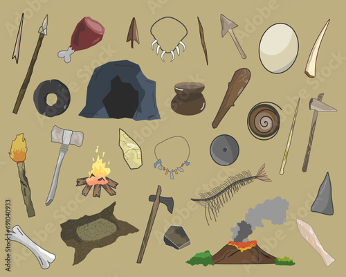 Discover a curated Microstocks Vector Collection featuring prehistoric artifacts. 