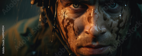 Army soldier face close up photo