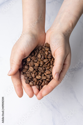 Aromatic roasted coffee beans, close-up