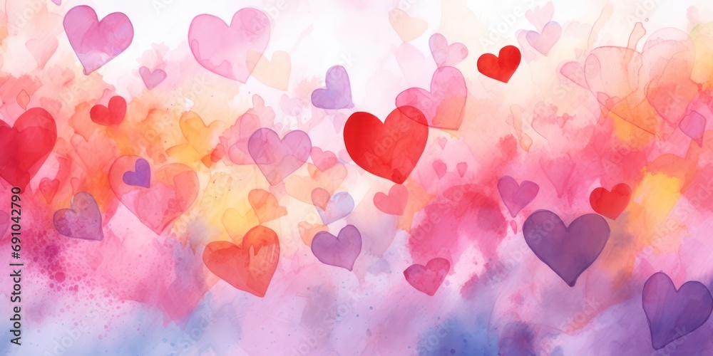 abstract background, Romantic and Playful, Watercolor texture, Abstract Hearts
