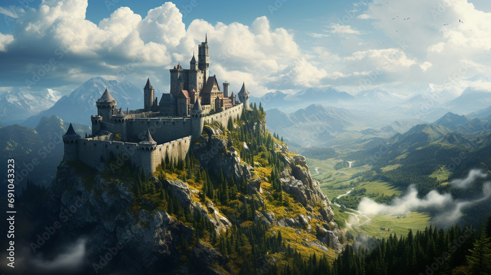 Obraz na płótnie castle in the mountains w salonie