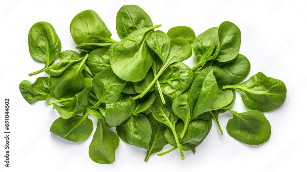 Isolated spinach leaves. Generative AI Isolated spinach leaves. Generative AI