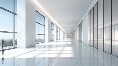 Modern office corridor. Generative AI