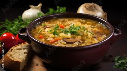 Russian cabbage soup. Generative AI