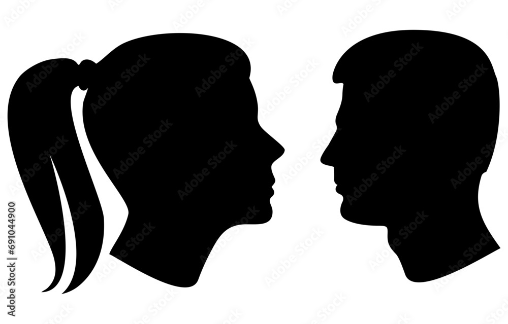 Man and Woman head silhouette. Transparent background editable vector file Man and Woman head silhouette. Transparent background editable vector file