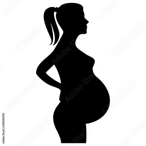 Pregnant woman silhouette. Birth, health and relationship concept. Transparent background editable vector file