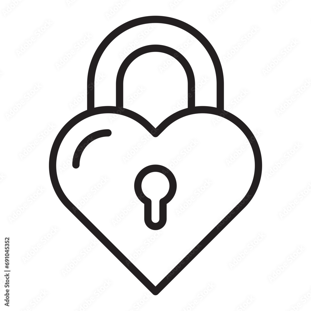 Heart lock line icon. Heart lock line icon.