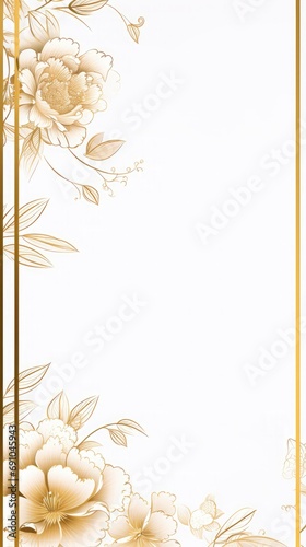 Chinese style line vector, gold color, white background, minialist, simple, line art, line border for a invitation photo