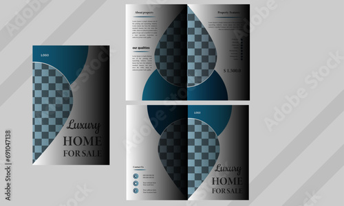 Corporate business presentation guide bifold brochure template, Annual report,  minimalist flat   design template.