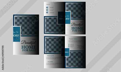 Corporate business presentation guide bifold brochure template, Annual report,  minimalist flat   design template.