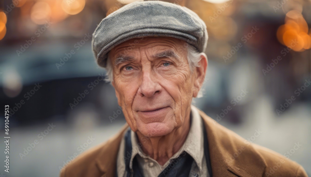Elderly man outdoors with copy space Elderly man outdoors with copy space