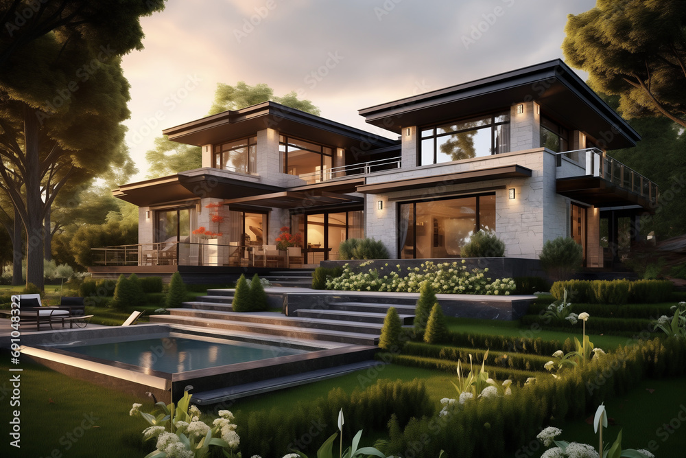 Beautiful Home Exterior Architecture showing luxury housing and living