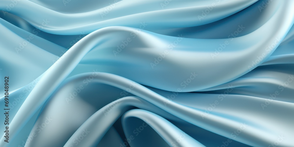 Fototapeta premium light blue silk fabric texture luxurious background 3d Rendering, 4k Ultra hd