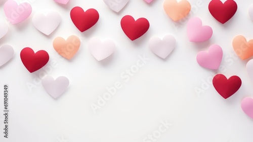 Minimalistic hearts abstraction on soft white surface