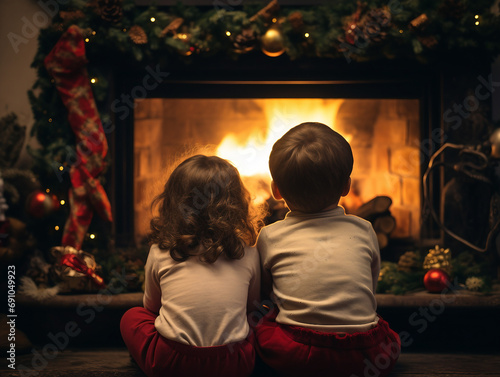 Children waiting for Santa on Christmas