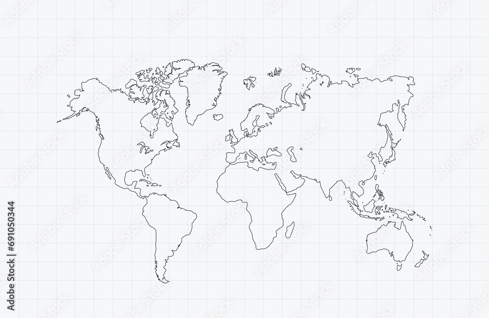 World map line illustration