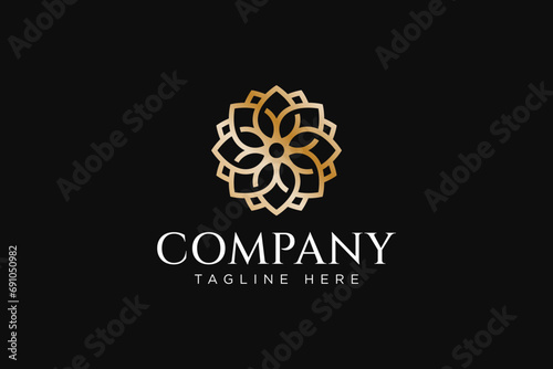 beauty flower ornament symbol logo with abstract concept for fashion boutique and jewelery