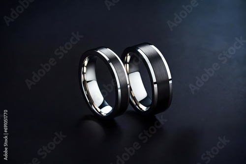 A matte-finish tungsten carbide ring with a modern edge photo