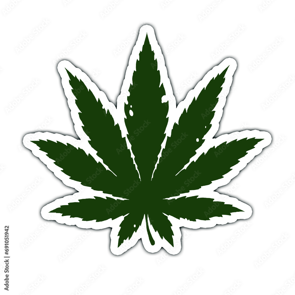 Cannabis marijuana leaf sticker blank illustration realism isolate. Cannabis marijuana leaf sticker blank illustration realism isolate.