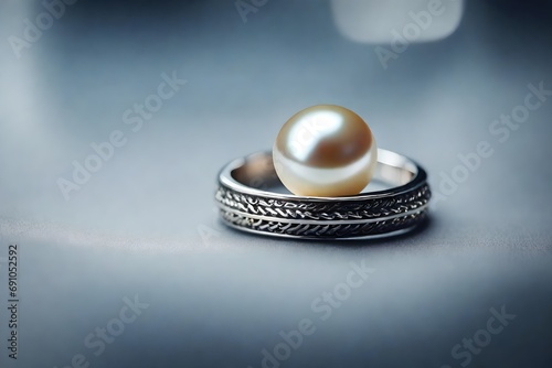  A single pearl nestled in a classic silver ring