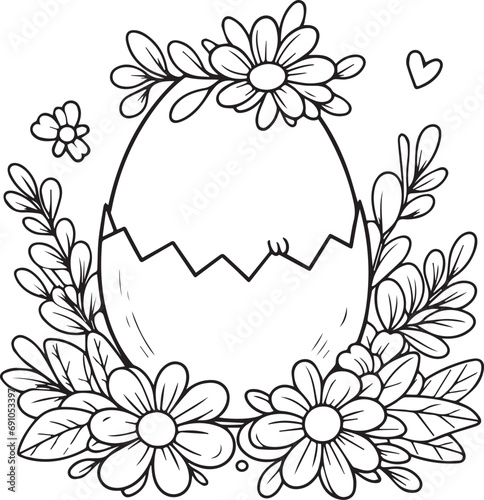 Outline egg clipart black and white Bunny Bonanza: Eggs, Flowers and eastee egg Coloring Galoring easter egg clipart black and white, simple easter egg clipart black and white