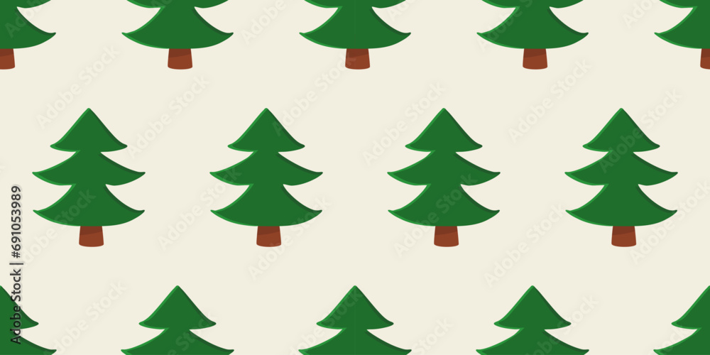 Obraz premium Christmas tree on beige background, seamless pattern, vector