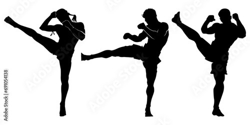 Thai boxing . Self-defense art on white background . martial arts body-vector.silhouette of a person